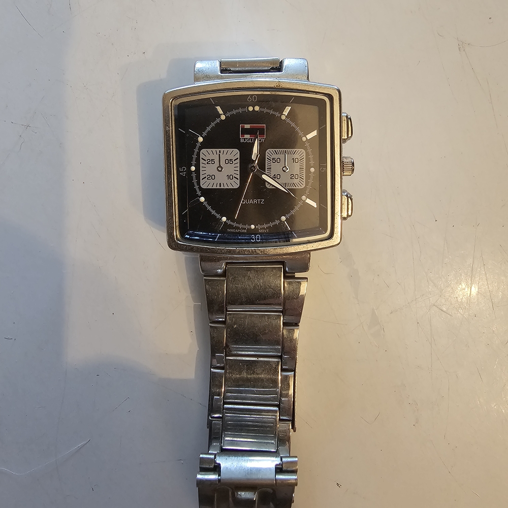 Vintage Bugle Boy Silver Square Face Quartz Watch
